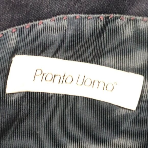 Pronto Uomo Mens Blazer Jacket 48R 100% Wool Double Button Formal Workwear Blue - Picture 3 of 16